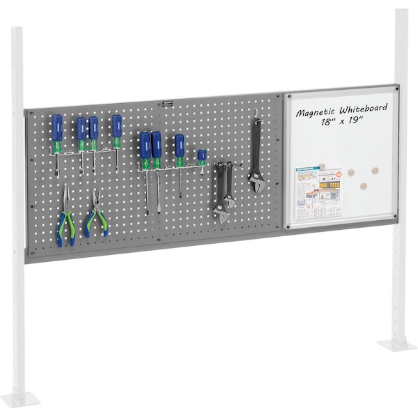 Global Industrial 36in Pegboard & 18in Whiteboard Panel Kit, 60inW, Gray 319174GY - main